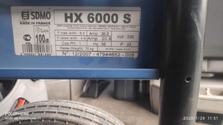 Generador SDMO HX 6000 S - 6000W 