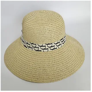Sombrero de paja Visera grande Adulto Pamela Beige
