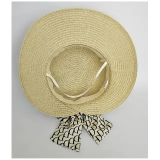 Sombrero de paja Visera grande Adulto Pamela Beige