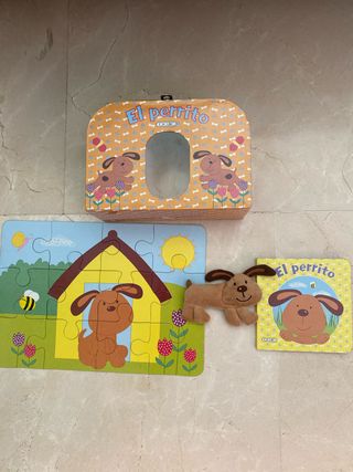 El perrito: Puzzle, peluche y cuento