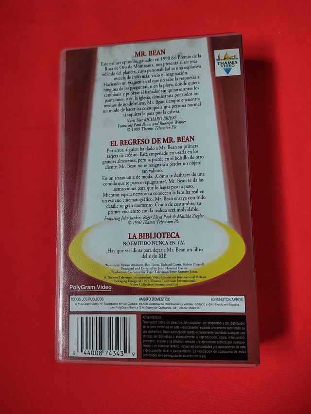 VHS las asombrosas aventuras de Mr. Bean 1990.