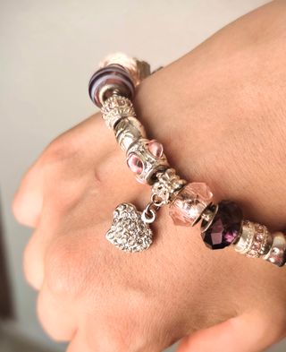 Pulsera abalorios rosa-morada