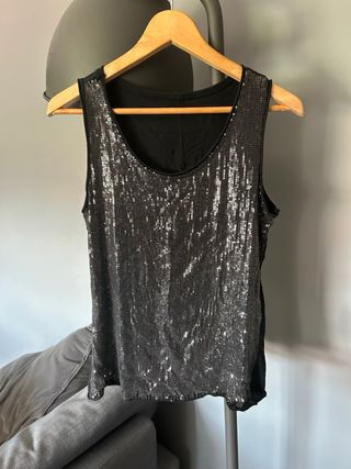 Top lentejuelas negro plata y2k