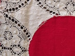 Tovaglietta thè vintage pizzo rossa