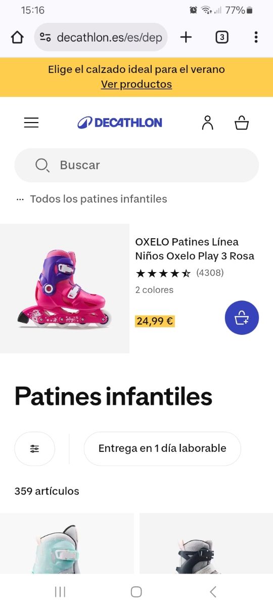 Patines Oxelo Play 3 Rosa niña