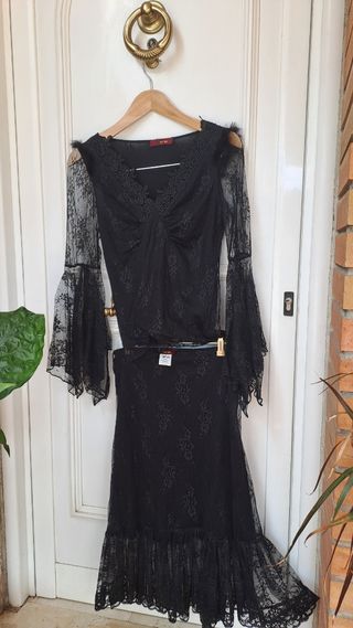 Conjunto fiesta negro encaje an ge M