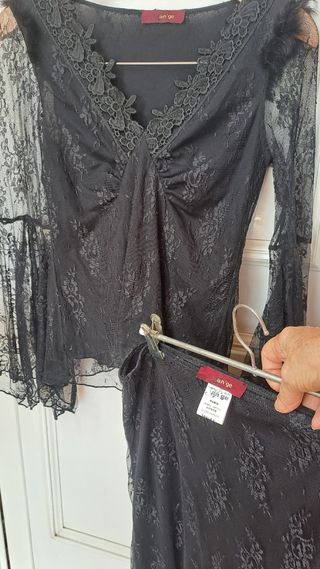 Conjunto fiesta negro encaje an ge M
