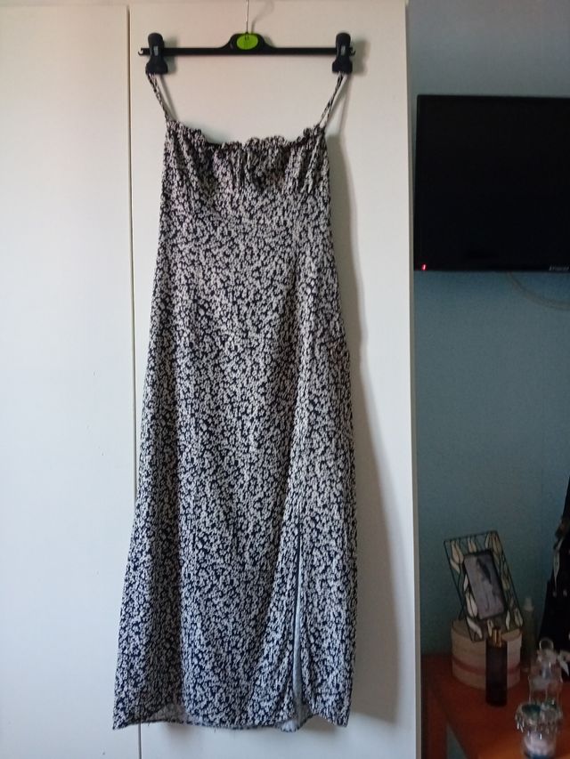 Vestido flores blanco-negro