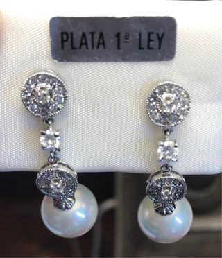 Pendientes plata 1ª ley perlas