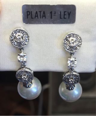 Pendientes plata 1ª ley perlas