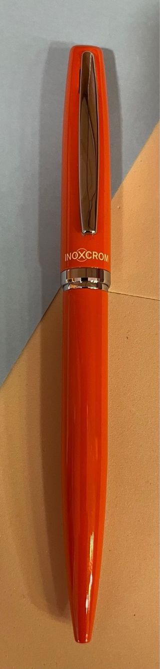 Bolígrafo Inoxcrom naranja, tinta azul