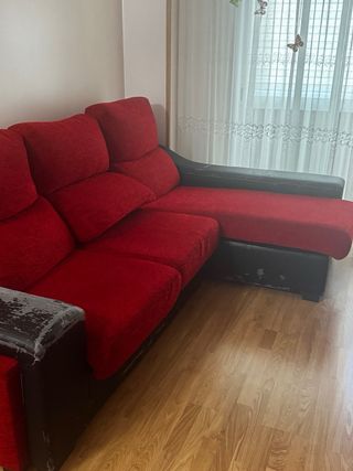 Sofá chaise longue rojo y negro