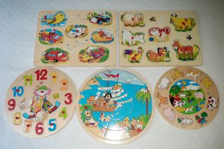 LOTE 5 PUZZLES DE MADERA INFANTIL 