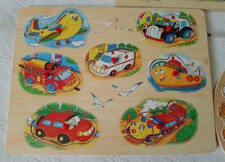 LOTE 5 PUZZLES DE MADERA INFANTIL 