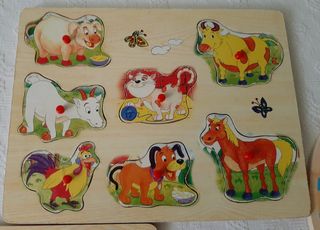 LOTE 5 PUZZLES DE MADERA INFANTIL 