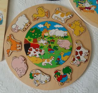 LOTE 5 PUZZLES DE MADERA INFANTIL 