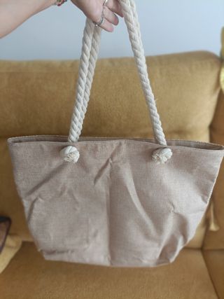 Bolso playa beige y marrón con regalo