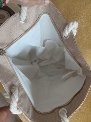 Bolso playa beige y marrón con regalo