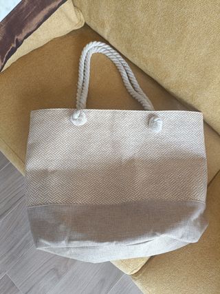 Bolso playa beige y marrón con regalo