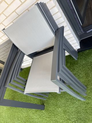 4 Sillas terraza-jardín; metal, beige