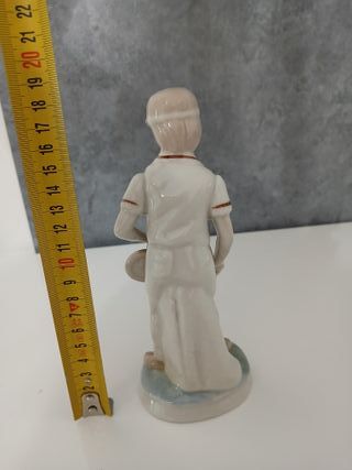 Statuetta  Tennista Tennis Ceramica Porcellana Cap