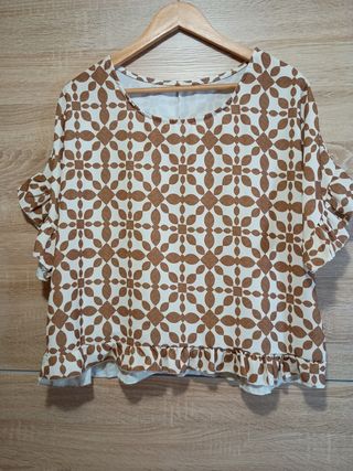 Blusa Vintage manga corta formas geométricas