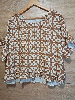Blusa Vintage manga corta formas geométricas
