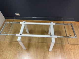 Mesa cristal extensible blanca