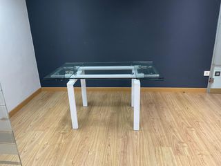 Mesa cristal extensible blanca