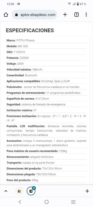 Cinta correr Plegable