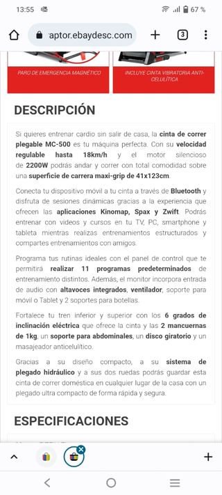 Cinta correr Plegable