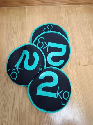 Pilates y Yoga:Balón agua 3kg + 4 pesas 2kg,Aros..