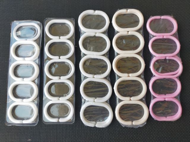 GANCHOS PARA CORTINA DE DUCHA 40 BLANCOS 10 ROSAS