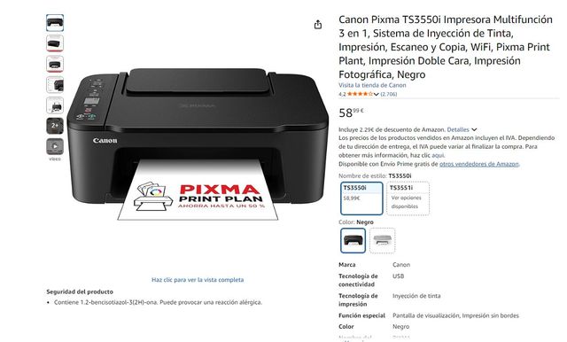 Canon Pixma TS3550i Impresora Multifunción