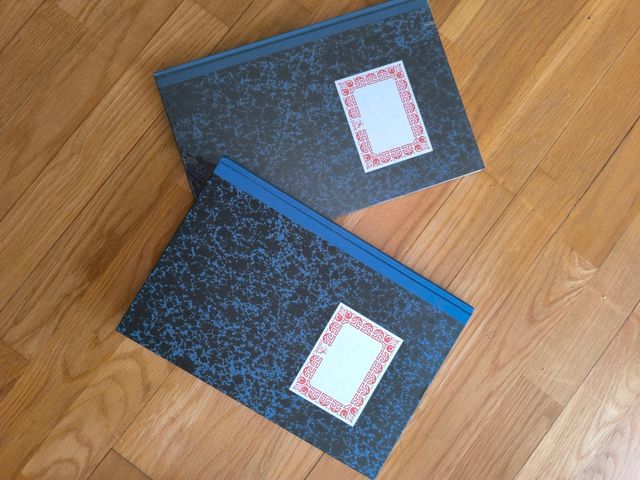 Cuaderno rayado horizontal azul. precio unidad