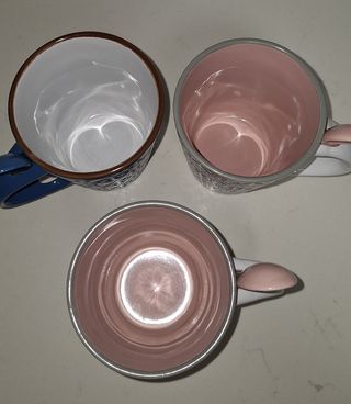 3 Tazas Cerámica - Azul y Rosa