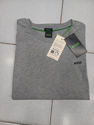 Camiseta Boss Gris Talla M Stretch Nueva