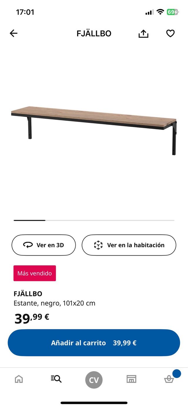 Estante madera y metal negro