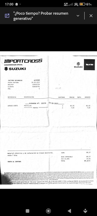 Pastillas freno Suzuki V-Strom originales Tokiko