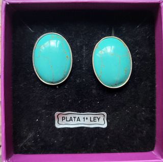 PENDIENTES DE TURQUESA EN PLATA DE LEY 
