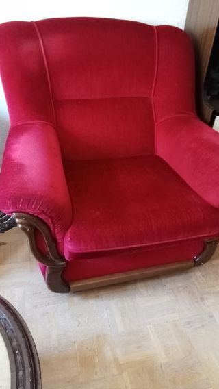 Sillón rojo individual - terciopelo