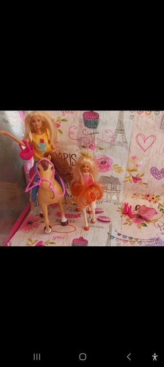 Muñecas Barbie y caballo