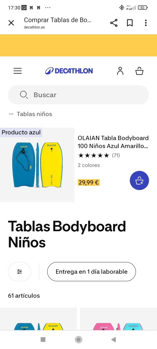Bodyboard azul - Tabla de bodyboard