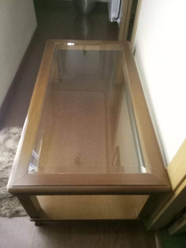 Mesa centro cristal - madera