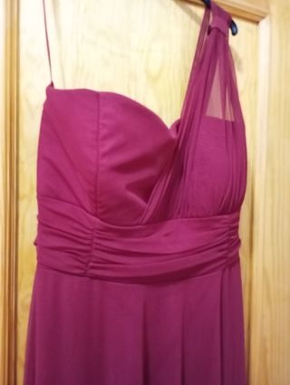 Vestido rojo vino largo graduación