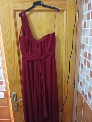 Vestido rojo vino largo graduación