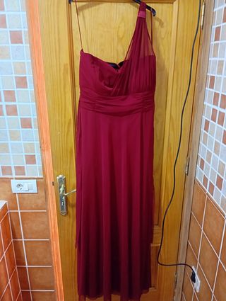 Vestido rojo vino largo graduación