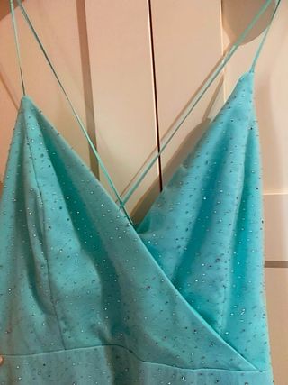 Vestito cerimonia turchese con glitter crystal