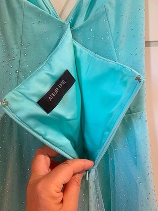 Vestito cerimonia turchese con glitter crystal