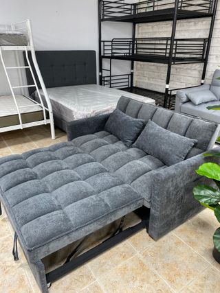 Sofá cama gris 135cm + respaldo reclinable